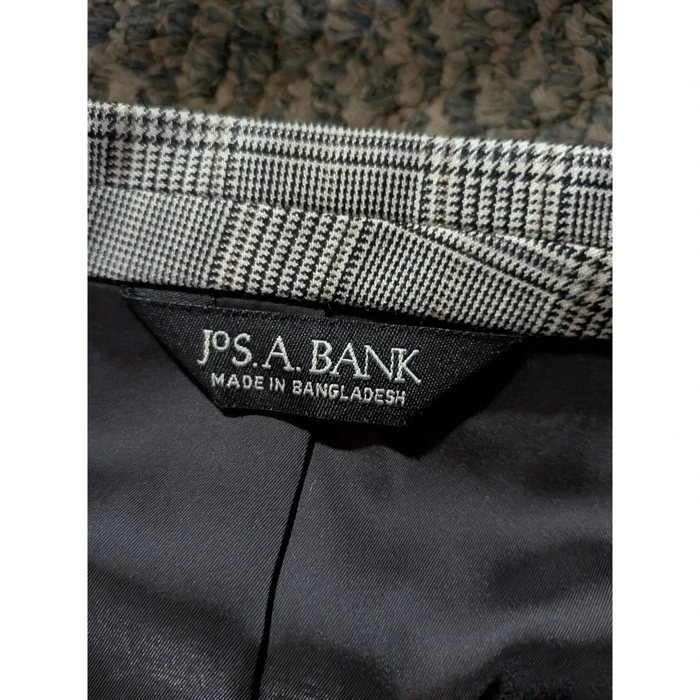 Jos. A. Bank Travelers Collection Mens 46S Grey Glen Plaid 100% Wool Blazer Coat